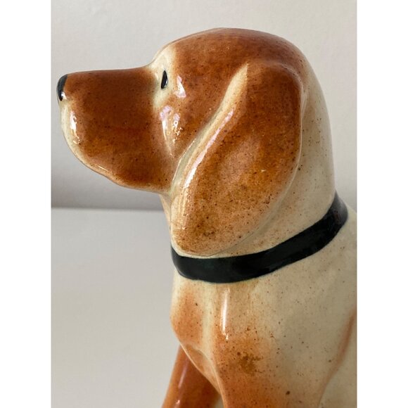 Hound Dog Vintage Glazed Ceramic Sitting Figurine Unmarked 7 Inches - Picture 5 of 16